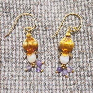 Handmade Amethyst and Pearl 'Blossom' Earrings